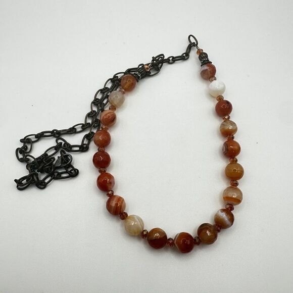Stunning faceted carnelian and crystal beaded necklace! - Picture 8 of 10